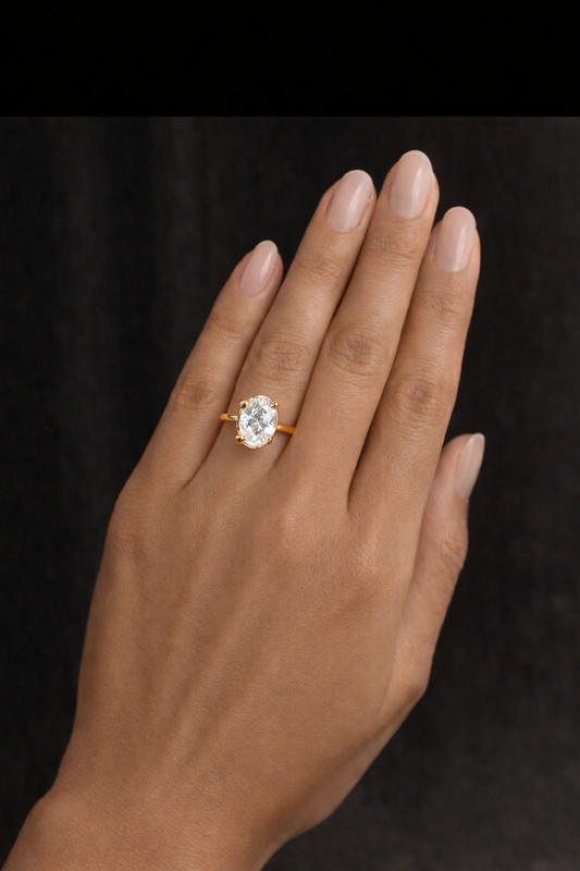 2.02 ct. Oval Four Prong Diamond Solitaire Ring in 14kt Yellow Gold