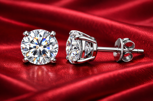 lab grown diamond stud earrings, 1.00 total carat weight, F color, VS2 clarity in white gold setting