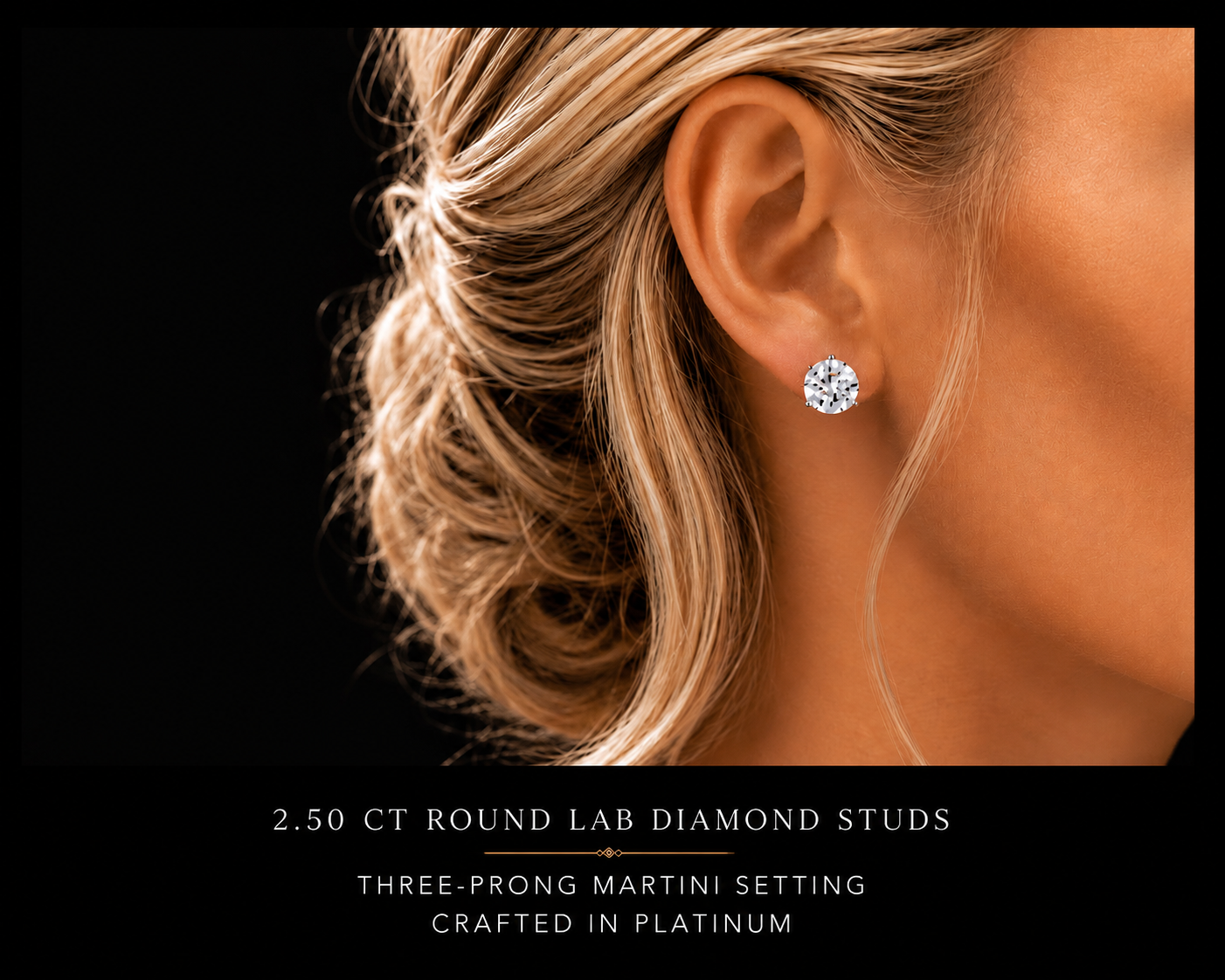Diamond Stud Earrings - 4.0 TCW - 3-Prong Martini Settings Round Brilliant, 14K White Gold