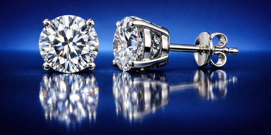 Diamond Stud Earrings - 3.0 tcw - Classic Round Cut, 14K Gold