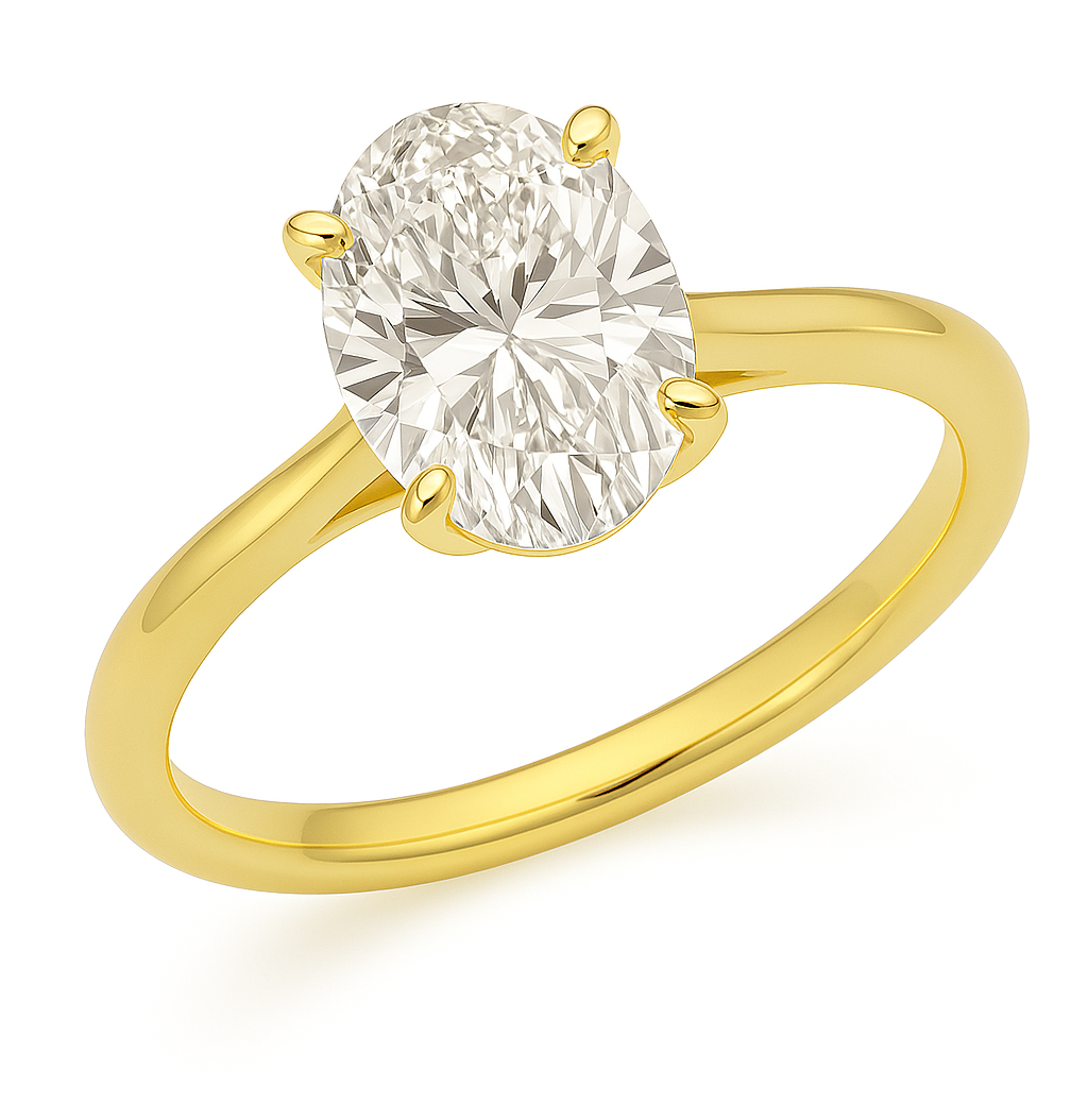 2.02 ct. Oval Four Prong Diamond Solitaire Ring in 14kt Yellow Gold