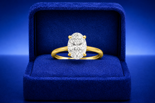 2.02 Carat Oval Lab-Grown Diamond Solitaire Ring | D Color | VS1 Clarity | 14K Yellow Gold