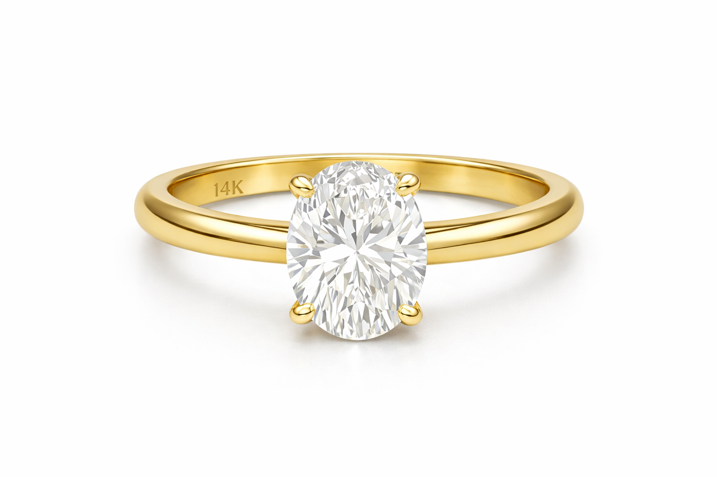 2.02 carat lab grown diamond ring solitaire, set in 14kt Yellow Gold