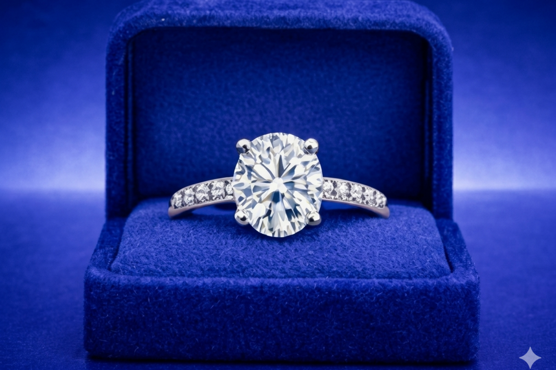 Oval lab grown Diamond Solitaire Engagement ring with accent diamonds in Platinum; E color VS1 clarity, 4.46 total carat weight